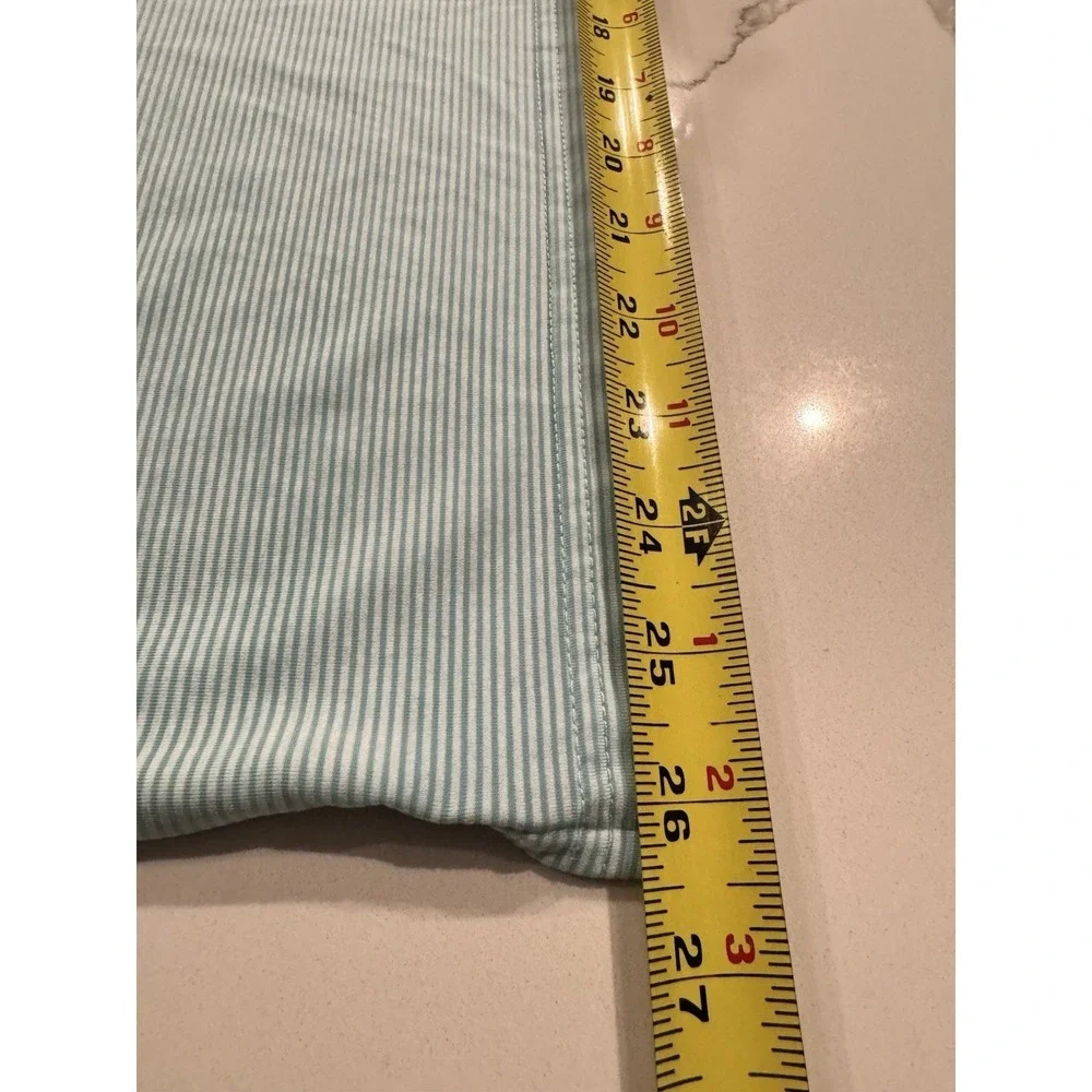 Simply Southern Mens XXL Performance Polo Shirt Aqua Blue‎ Striped Turtle Logo - Picture 9 of 9